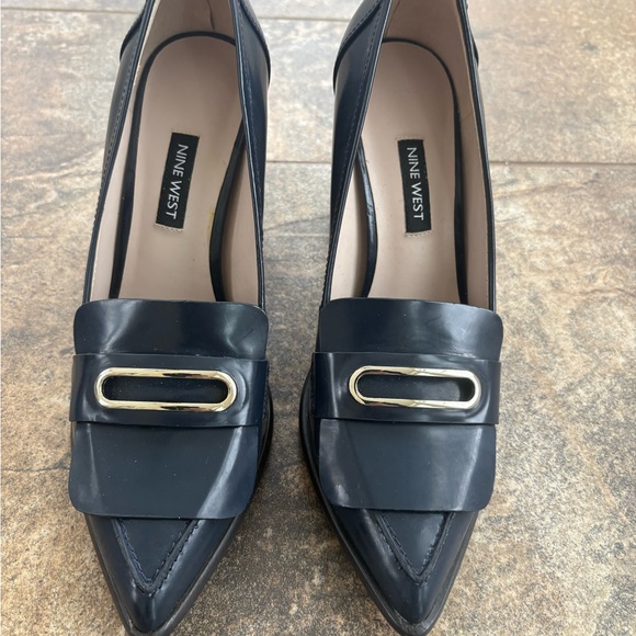 Nine West Shoes - Nine West Navy Blue Heeled Loafers
